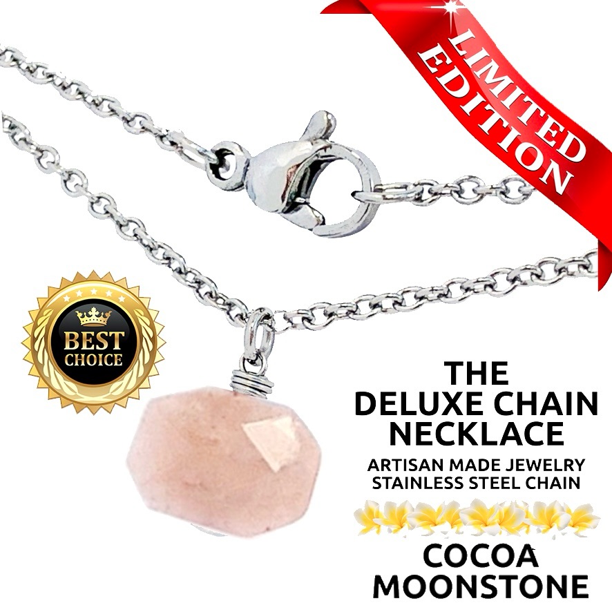 Island Sunset Artisan Deluxe Necklace Necklace Stainlesssteel Cocoa Moonstone